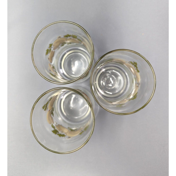Libbey Franco Mushroom Leaves Drinking Glass Vintage 1970's Set of 3 - Picture 4 of 5